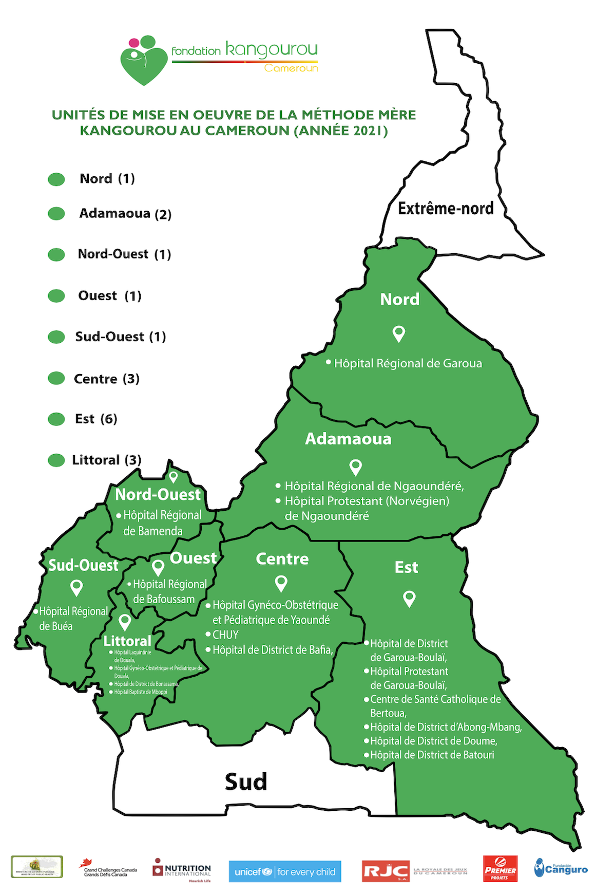 Carte région des centres qui pratiquent la MMK